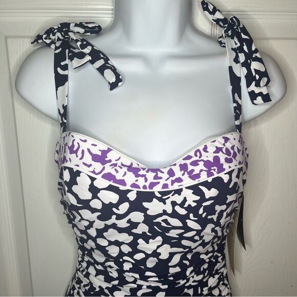 PROFILE BY GOTTEX Upf 50 Pop Flower D Cup Tank One-Piece Swimsuit Purple Blue 8 - Picture 7 of 13